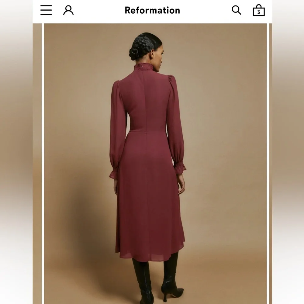 Reformation Stevi Dress in Plum size 2 - Picture 4 of 9